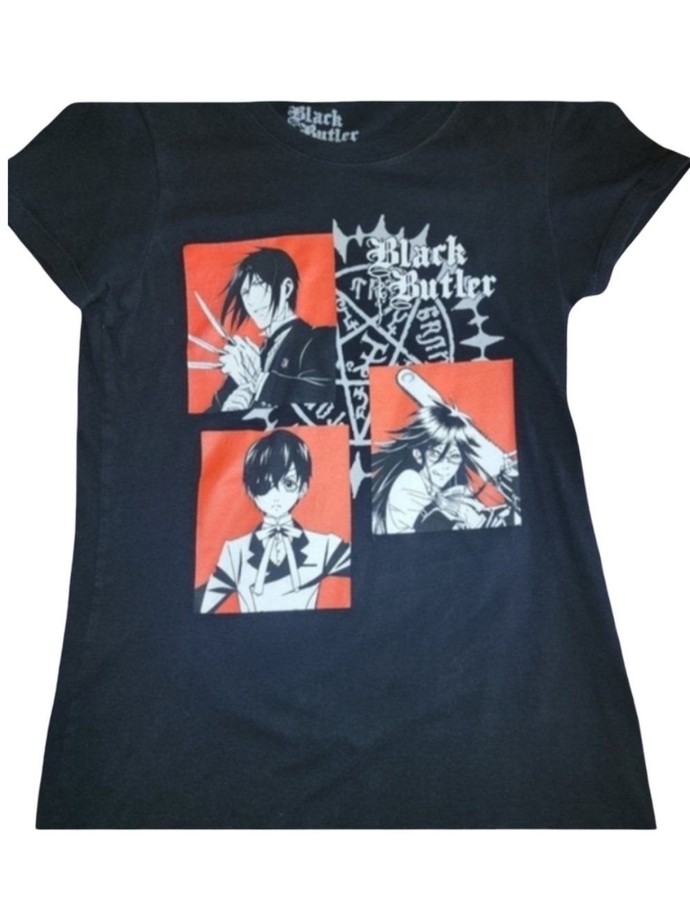HOT TOPIC Black Butler Shirt Ciel Sebastian Grell Red Panel Anime Graphic Tee S